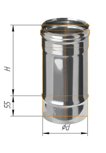дымоход феррум нержавеющий (430/0,8 мм) ф115 l=0,25м