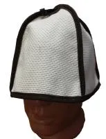 шапка для бани и сауны "нежность", хлопок, (коричневый кант), бацькина баня