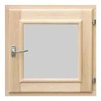 форточка для бани деревянная со стеклопакетом 0,4х0,4 м с фурнитурой лиственная банный эксперт