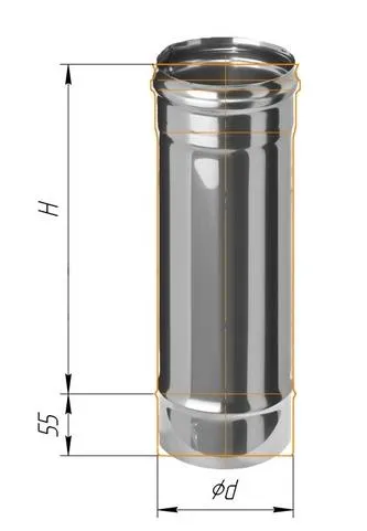 дымоход феррум нержавеющий (304/0,8 мм) ф115 l=0,5м